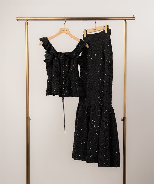 ME COUTURE（ミークチュール）の「スパンコールフルールスカート（スカート・レディース・ブラック/アイボリー・1/0）」の19枚目の写真