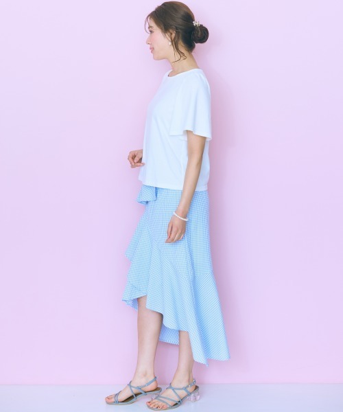 marun（マルン）の「＜大きいサイズ＞袖フレアバックリボン刺しゅうTシャツ marun（Tシャツ/カットソー・レディース・ホワイト/ネイビー/ブラック/モカ・L/5L/4L/3L/LL）」の18枚目の写真