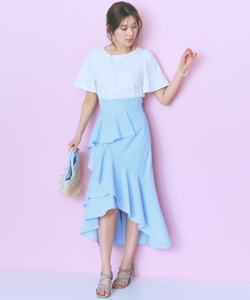 marun（マルン）の「＜大きいサイズ＞袖フレアバックリボン刺しゅうTシャツ marun（Tシャツ/カットソー・レディース・ホワイト/ネイビー/ブラック/モカ・L/5L/4L/3L/LL）」の20枚目の写真