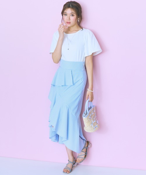 marun（マルン）の「＜大きいサイズ＞袖フレアバックリボン刺しゅうTシャツ marun（Tシャツ/カットソー・レディース・ホワイト/ネイビー/ブラック/モカ・L/5L/4L/3L/LL）」の21枚目の写真