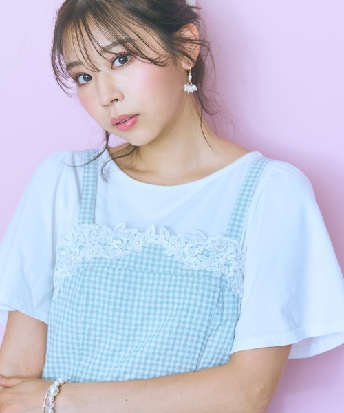 marun（マルン）の「＜大きいサイズ＞袖フレアバックリボン刺しゅうTシャツ marun（Tシャツ/カットソー・レディース・ホワイト/ネイビー/ブラック/モカ・L/5L/4L/3L/LL）」の12枚目の写真