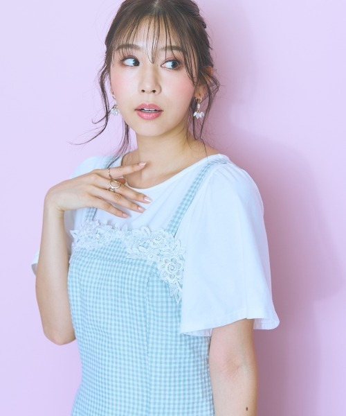 marun（マルン）の「＜大きいサイズ＞袖フレアバックリボン刺しゅうTシャツ marun（Tシャツ/カットソー・レディース・ホワイト/ネイビー/ブラック/モカ・L/5L/4L/3L/LL）」の13枚目の写真