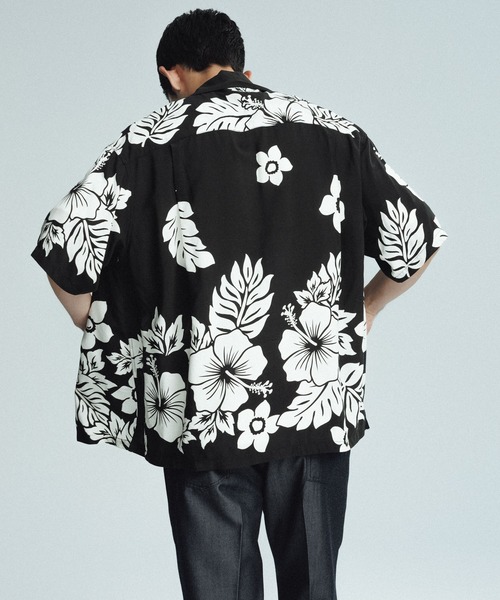 セール】《BLACK&WHITE》ボックスシルエット アロハ シャツ（シャツ