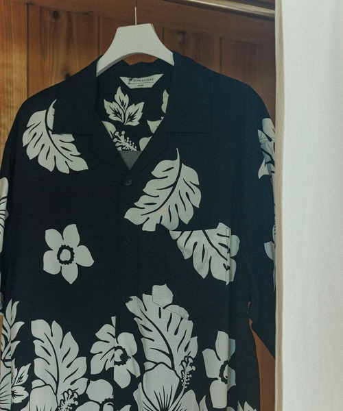 セール】《BLACK&WHITE》ボックスシルエット アロハ シャツ（シャツ