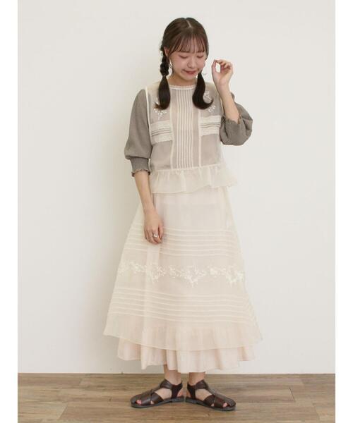 Samansa Mos2（サマンサ モスモス）の「袖布帛切替パフシャーリングTシャツ（Tシャツ/カットソー・レディース・オフホワイト/モカ/ブラック/ミント・F）」の16枚目の写真