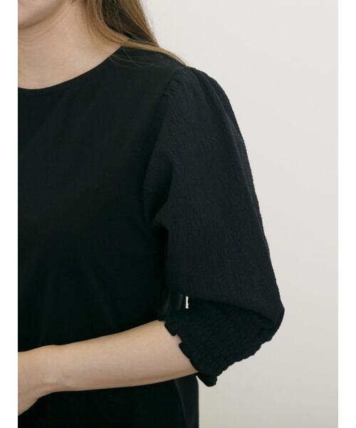 Samansa Mos2（サマンサ モスモス）の「袖布帛切替パフシャーリングTシャツ（Tシャツ/カットソー・レディース・オフホワイト/モカ/ブラック/ミント・F）」の18枚目の写真