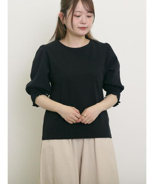 Samansa Mos2（サマンサ モスモス）の「袖布帛切替パフシャーリングTシャツ（Tシャツ/カットソー・レディース・オフホワイト/モカ/ブラック/ミント・F）」の19枚目の写真
