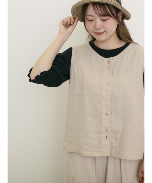 Samansa Mos2（サマンサ モスモス）の「袖布帛切替パフシャーリングTシャツ（Tシャツ/カットソー・レディース・オフホワイト/モカ/ブラック/ミント・F）」の20枚目の写真