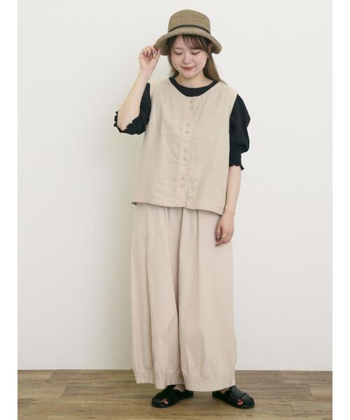 Samansa Mos2（サマンサ モスモス）の「袖布帛切替パフシャーリングTシャツ（Tシャツ/カットソー・レディース・オフホワイト/モカ/ブラック/ミント・F）」の21枚目の写真