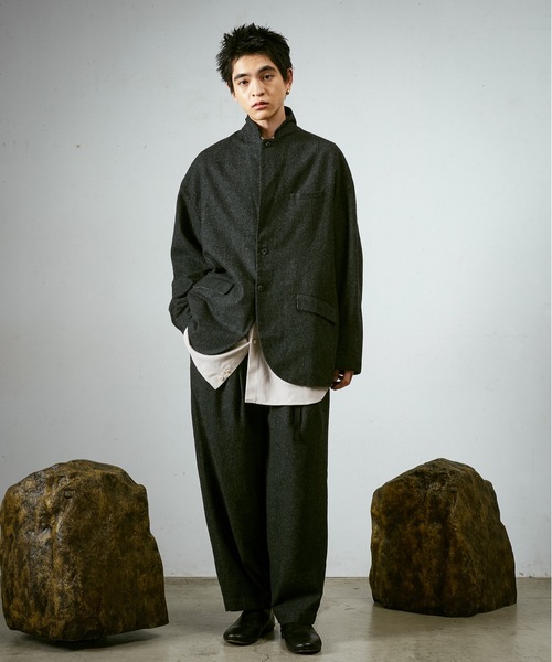 Dulcamara（ドゥルカマラ）の「縮絨ウールタックワイドPT（スラックス・メンズ・グリーン系その他/チャコールグレー/ダークブラウン・0/1）」の7枚目の写真