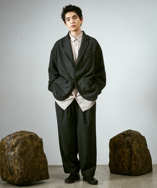 Dulcamara（ドゥルカマラ）の「縮絨ウールタックワイドPT（スラックス・メンズ・グリーン系その他/チャコールグレー/ダークブラウン・0/1）」の9枚目の写真