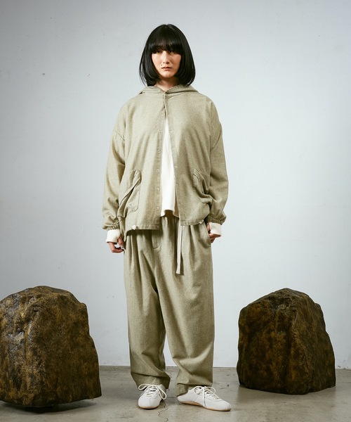 Dulcamara（ドゥルカマラ）の「縮絨ウールタックワイドPT（スラックス・メンズ・グリーン系その他/チャコールグレー/ダークブラウン・0/1）」の10枚目の写真