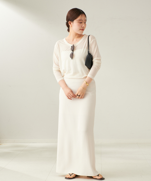 plage(プラージュ)の「R’IAM ルーズロンT(Tシャツ/カットソー・レディース・キャメル/ブラウン/ホワイト・FREE)」の4枚目の写真