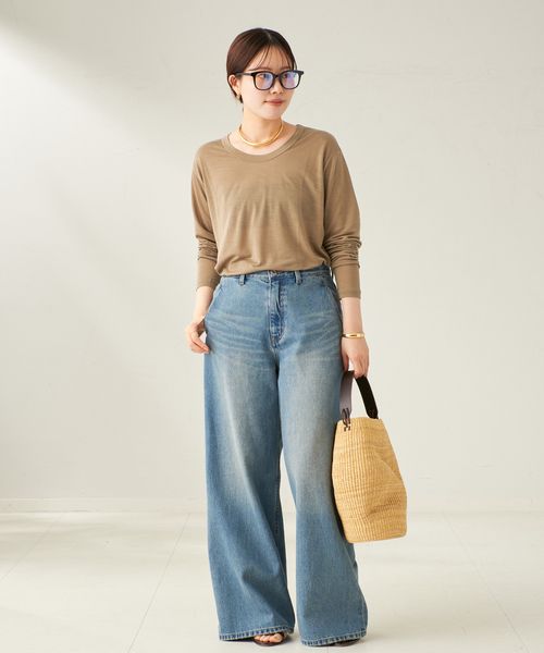 plage(プラージュ)の「R’IAM ルーズロンT(Tシャツ/カットソー・レディース・キャメル/ブラウン/ホワイト・FREE)」の6枚目の写真