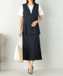 麻調ペプラムジレ