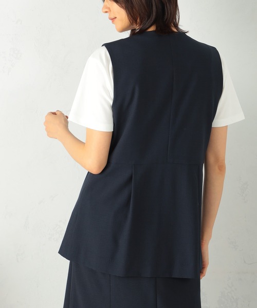 GALLORIA（ギャローリア）の「麻調ペプラムジレ（テーラードジャケット・レディース・ブラック/ネイビー・L/LL/S/M）」の8枚目の写真