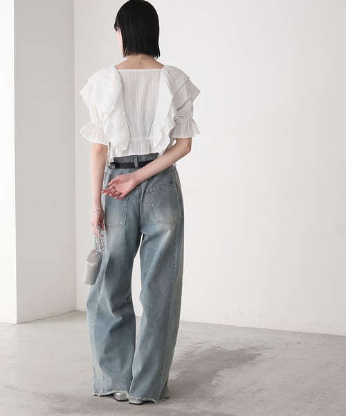 セール】【forksy.】半袖フリルショート丈ボレロシャツ（シャツ