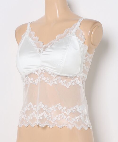 Lace Ladies(レースレディース)の「小花柄 フレンチ レース カップ付き キャミソール(キャミソール・レディース・ホワイト/ブラック/グレー・XL/L/M)」の4枚目の写真