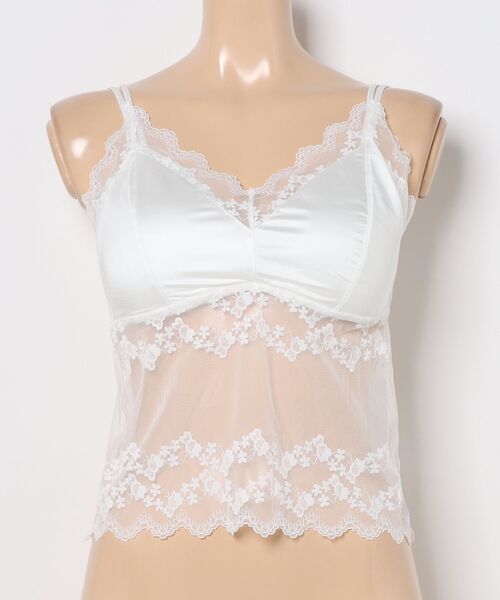 Lace Ladies(レースレディース)の「小花柄 フレンチ レース カップ付き キャミソール(キャミソール・レディース・ホワイト/ブラック/グレー・XL/L/M)」の6枚目の写真