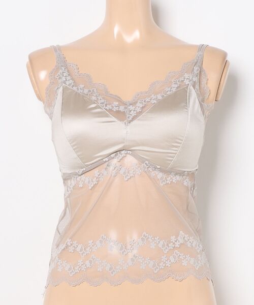 Lace Ladies(レースレディース)の「小花柄 フレンチ レース カップ付き キャミソール(キャミソール・レディース・ホワイト/ブラック/グレー・XL/L/M)」の7枚目の写真