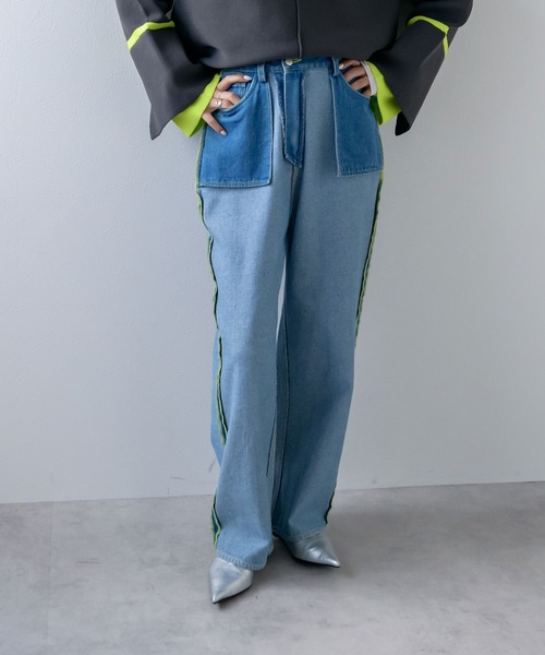 bohmal(ボマール)の「リバースミディアムデニムパンツ(デニムパンツ・レディース・ブルー/グレー・MEDIUM/SMALL/LARGE)」の1枚目の写真