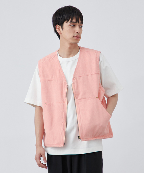 B.C STOCK（ベーセーストック）の「【PLANET OF EARTH】ピグメント加工 ダックベスト（ベスト・メンズ・ベージュ/ピンク/ブラック・FREE）」の3枚目の写真