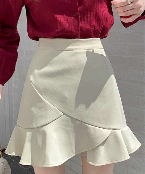 kirakiraShop（キラキラショップ）の「ラッフル アシメ ミニスカート（スカート・レディース・ブラック/アイボリー・S/M/L）」の2枚目の写真