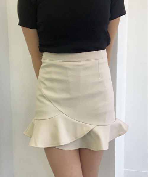 kirakiraShop（キラキラショップ）の「ラッフル アシメ ミニスカート（スカート・レディース・ブラック/アイボリー・S/M/L）」の9枚目の写真