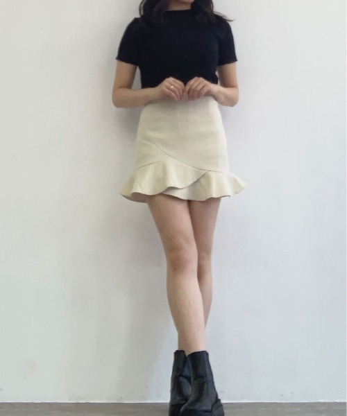 kirakiraShop（キラキラショップ）の「ラッフル アシメ ミニスカート（スカート・レディース・ブラック/アイボリー・S/M/L）」の10枚目の写真