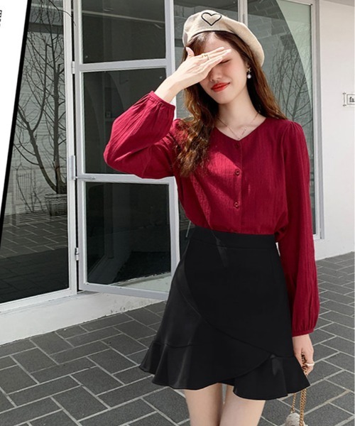 kirakiraShop（キラキラショップ）の「ラッフル アシメ ミニスカート（スカート・レディース・ブラック/アイボリー・S/M/L）」の21枚目の写真