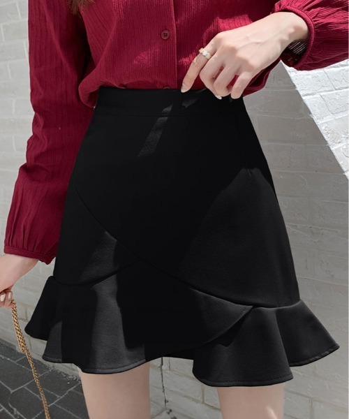 kirakiraShop（キラキラショップ）の「ラッフル アシメ ミニスカート（スカート・レディース・ブラック/アイボリー・S/M/L）」の19枚目の写真
