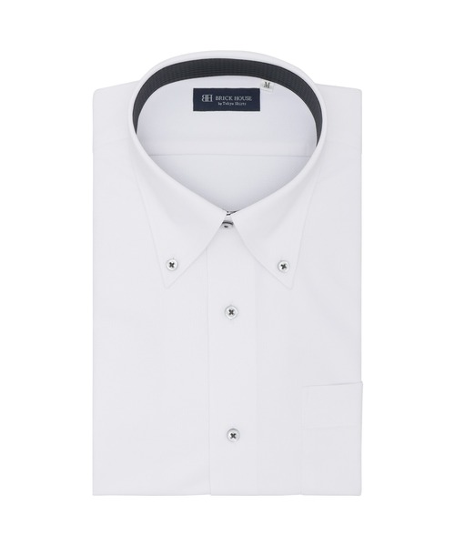 TOKYO SHIRTS(トウキョウシャツ)の「形態安定ノンアイロン ボタンダウン 半袖ストレッチビジネスワイシャツ(ビジネスシャツ・メンズ・ホワイト・首回り45cm/首回り47cm)」の1枚目の写真