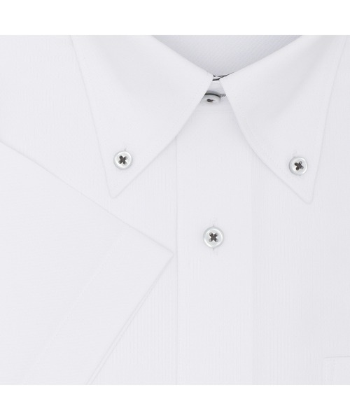 TOKYO SHIRTS(トウキョウシャツ)の「形態安定ノンアイロン ボタンダウン 半袖ストレッチビジネスワイシャツ(ビジネスシャツ・メンズ・ホワイト・首回り45cm/首回り47cm)」の3枚目の写真