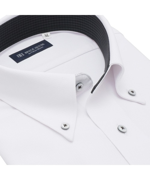 TOKYO SHIRTS(トウキョウシャツ)の「形態安定ノンアイロン ボタンダウン 半袖ストレッチビジネスワイシャツ(ビジネスシャツ・メンズ・ホワイト・首回り45cm/首回り47cm)」の2枚目の写真