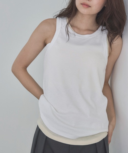 feepur(フェピュール)の「シンプルリブタンク(タンクトップ・レディース・オフホワイト/グレー/クリーム/ブラック/ブラウン・MEDIUM)」の1枚目の写真