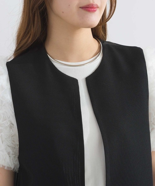 PICCIN PERLA(ピッチンペルラ)の「ポケットパールメッシュロングジレ(ベスト・レディース・ブラック・M)」の9枚目の写真