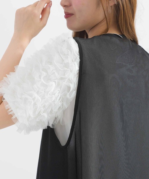 PICCIN PERLA(ピッチンペルラ)の「ポケットパールメッシュロングジレ(ベスト・レディース・ブラック・M)」の12枚目の写真