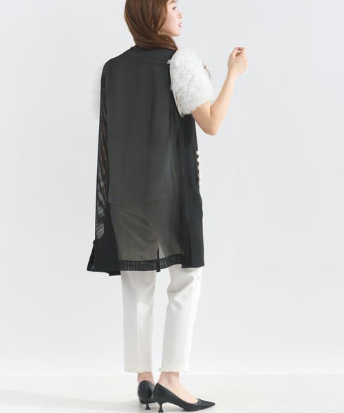 PICCIN PERLA(ピッチンペルラ)の「ポケットパールメッシュロングジレ(ベスト・レディース・ブラック・M)」の8枚目の写真