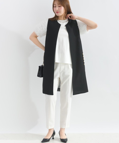 PICCIN PERLA(ピッチンペルラ)の「ポケットパールメッシュロングジレ(ベスト・レディース・ブラック・M)」の6枚目の写真