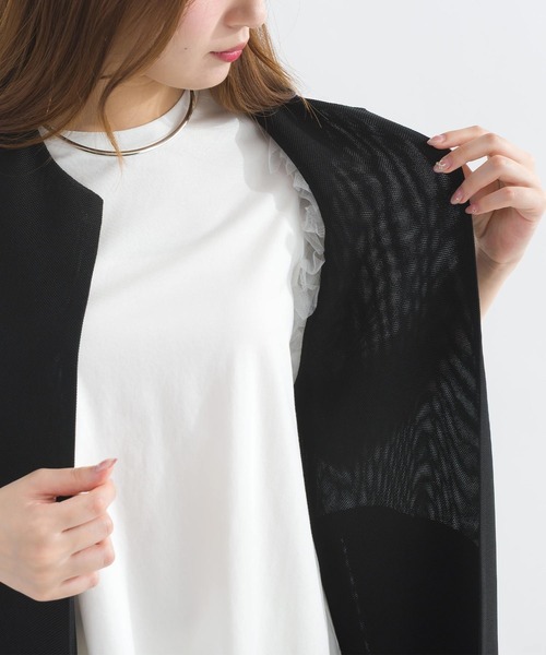 PICCIN PERLA(ピッチンペルラ)の「ポケットパールメッシュロングジレ(ベスト・レディース・ブラック・M)」の10枚目の写真