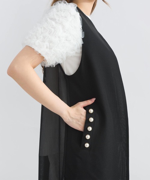 PICCIN PERLA(ピッチンペルラ)の「ポケットパールメッシュロングジレ(ベスト・レディース・ブラック・M)」の13枚目の写真