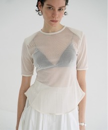 SHEER VELOUR POWER SHOULDER TOPS