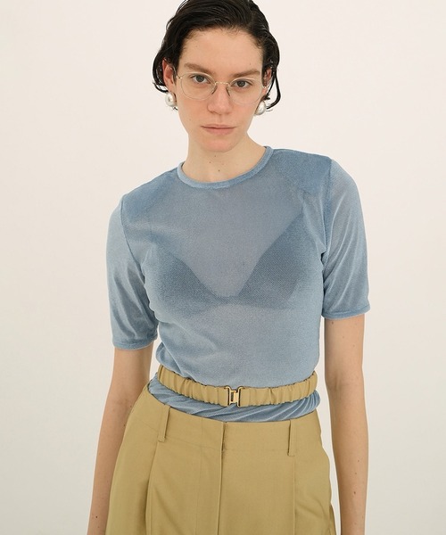 トップス CLANE SHEER VELOUR POWER SHOULDER TOPS SHEER VELOUR POWER SHOULDER TOPS｜TOPS(トップス)｜CLANE