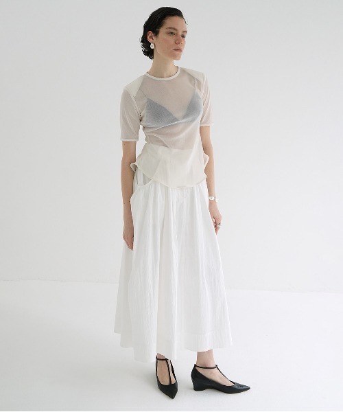 クラネ　SHEER VELOUR POWER SHOULDER TOPS SHEER VELOUR POWER SHOULDER TOPS（Tシャツ/カットソー