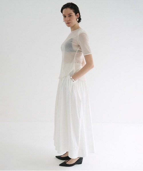 SHEER VELOUR POWER SHOULDER TOPS（Tシャツ/カットソー