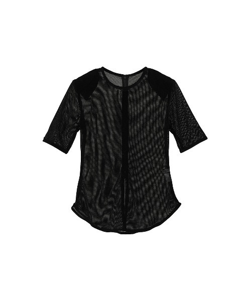 SHEER VELOUR POWER SHOULDER TOPS（Tシャツ/カットソー