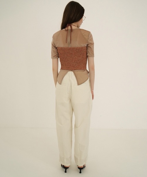 セール】SHEER VELOUR POWER SHOULDER TOPS（Tシャツ/カットソー