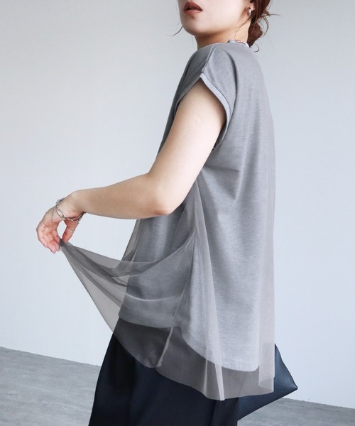 reca（レカ）の「チュールレイヤード重ねチュニック（チュニック・レディース・トップグレー/ベージュ/ブラック/ネイビー/オフホワイト・M-L）」の15枚目の写真