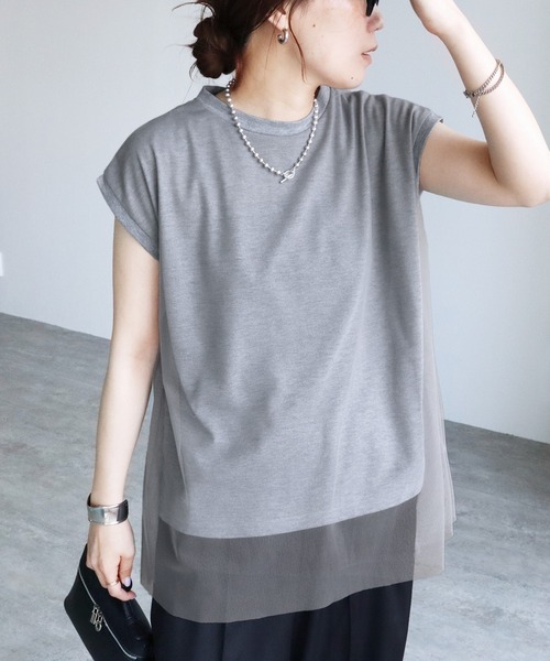 reca（レカ）の「チュールレイヤード重ねチュニック（チュニック・レディース・トップグレー/ベージュ/ブラック/ネイビー/オフホワイト・M-L）」の14枚目の写真