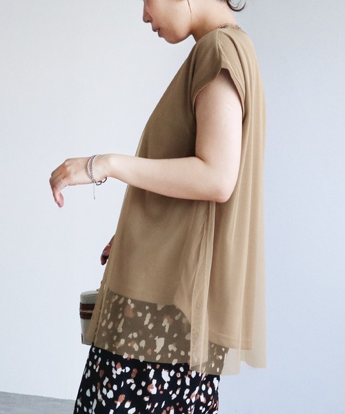 reca（レカ）の「チュールレイヤード重ねチュニック（チュニック・レディース・トップグレー/ベージュ/ブラック/ネイビー/オフホワイト・M-L）」の19枚目の写真